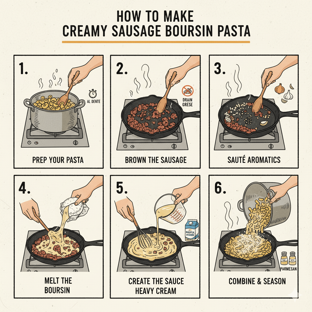 How to Make the Creamy Sausage Boursin Pasta