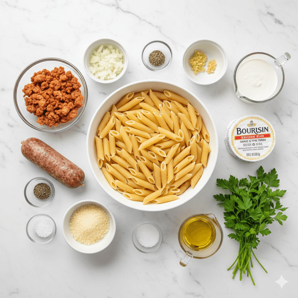 Ingredients You’ll Need Creamy Sausage Boursin Pasta
