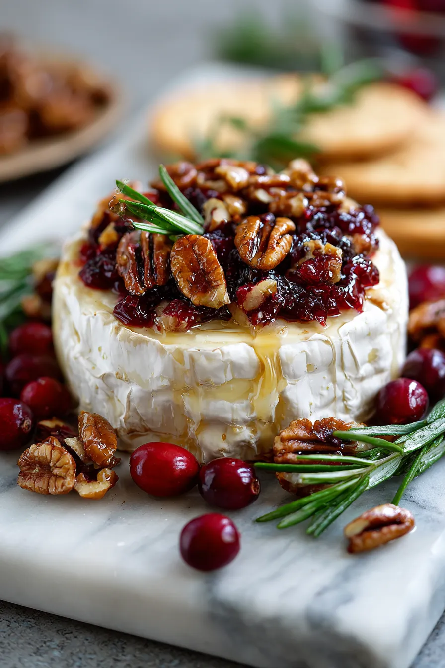 Brie cheese and cranberry Christmas wreath