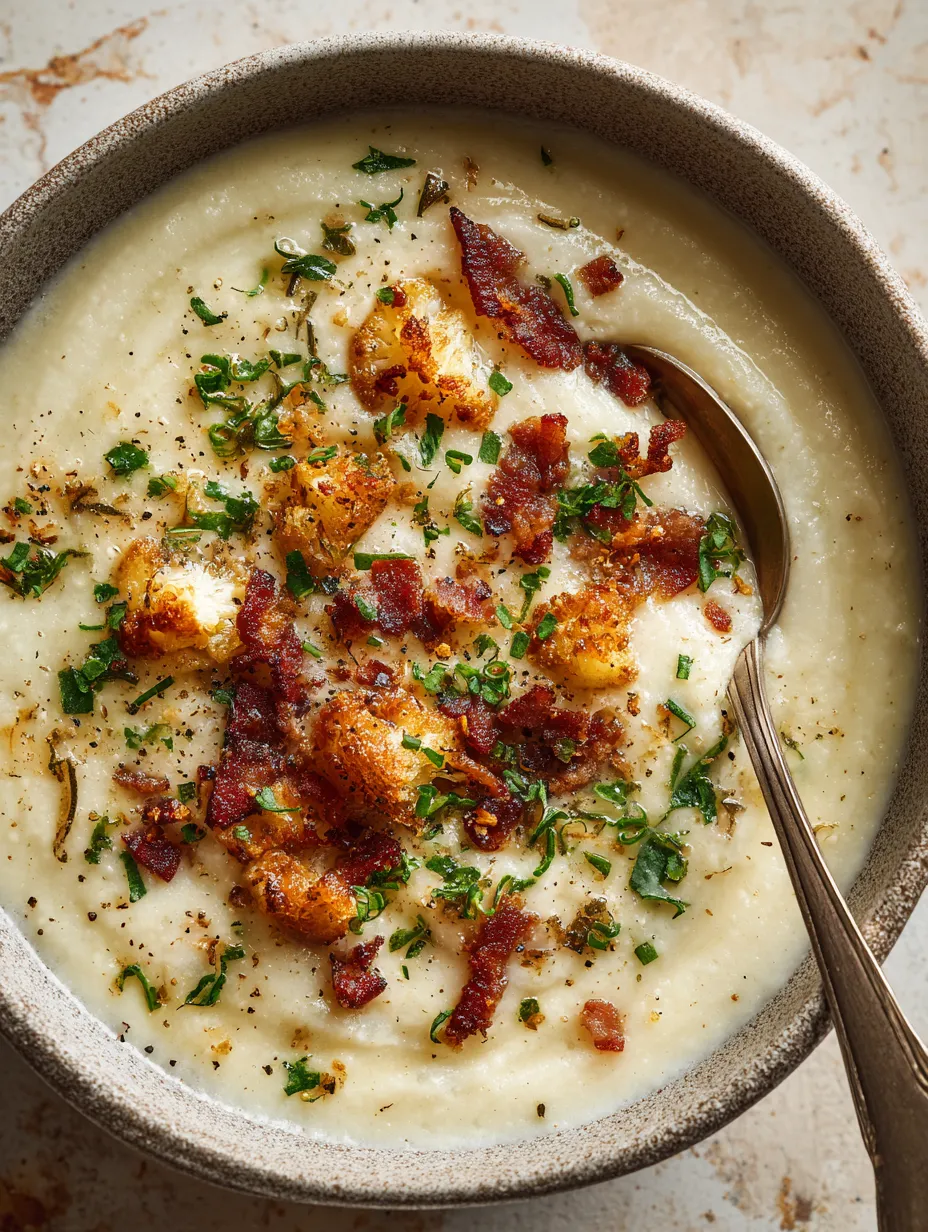 Cauliflower Soup with Crispy Pancetta