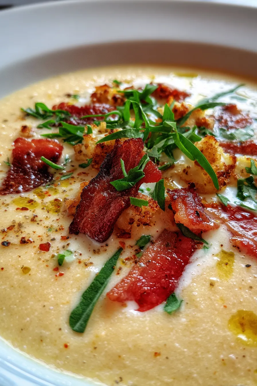 Cauliflower Soup with Crispy Pancetta