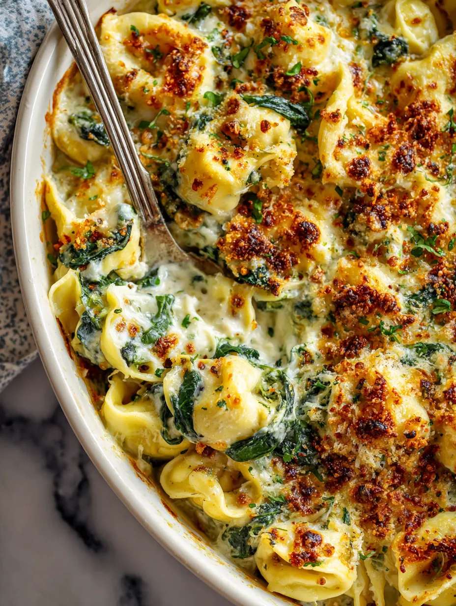 Cheesy Baked Tortellini with Spinach