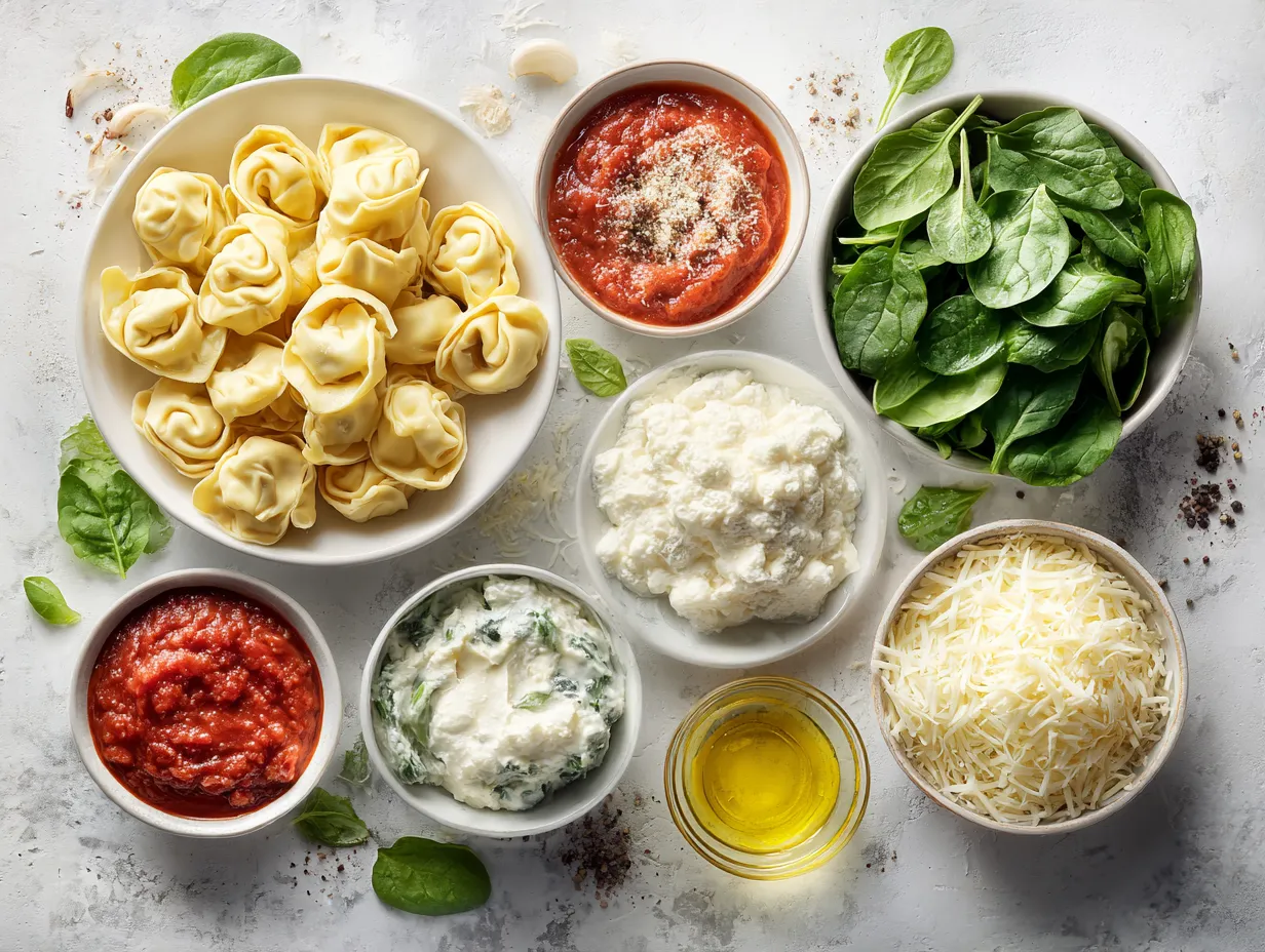 Cheesy Baked Tortellini with Spinach