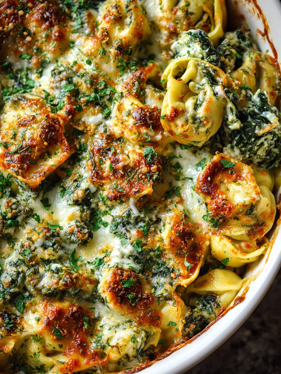 Cheesy Baked Tortellini with Spinach