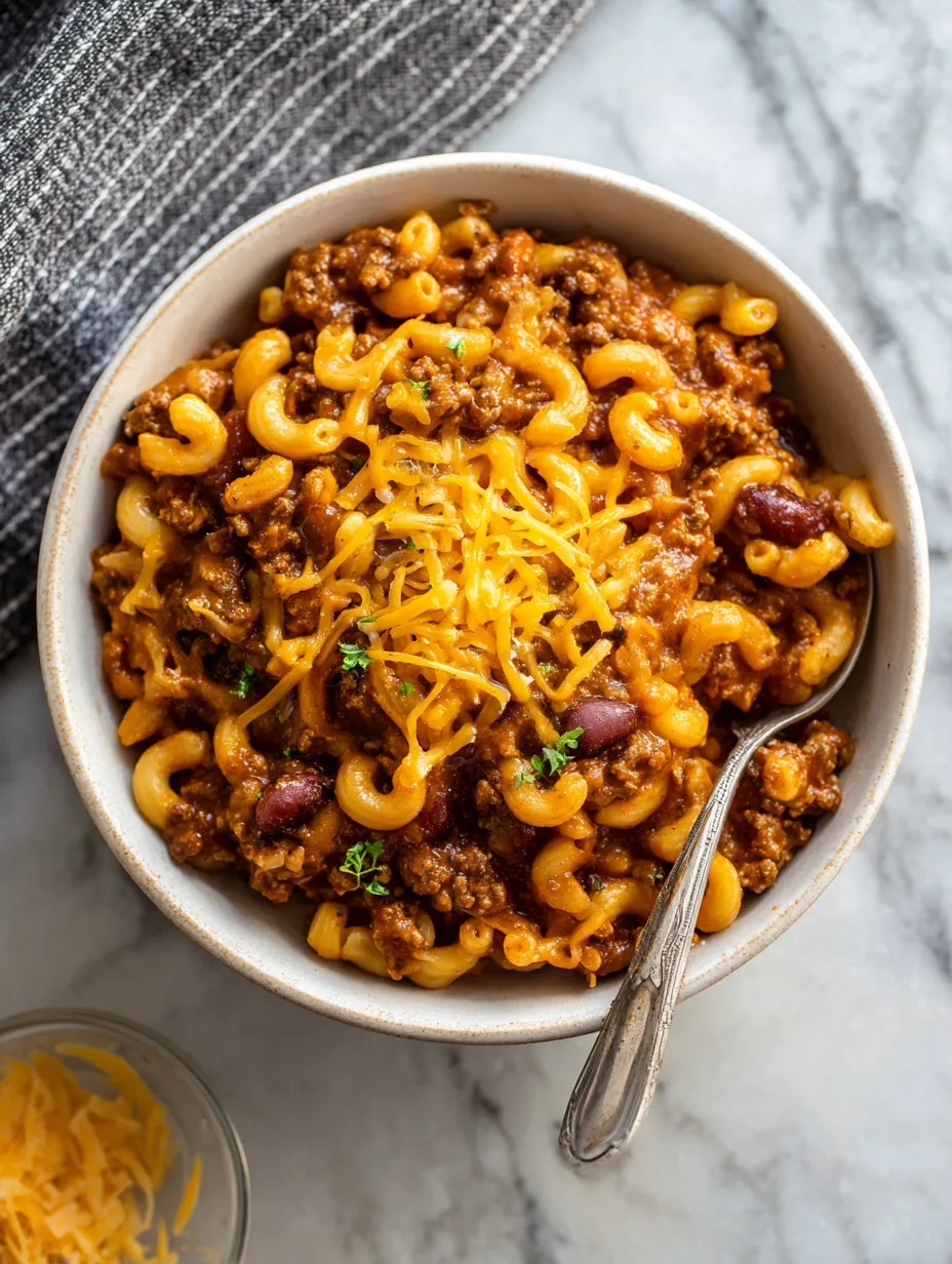 Slow Cooker Chili Mac with Cheddar