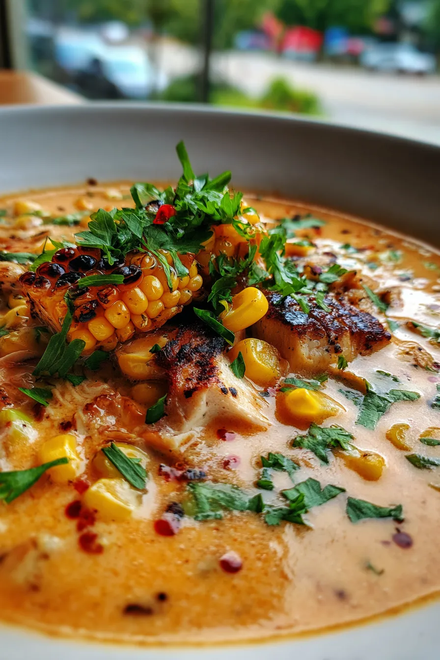 Creamy Tortilla Soup with Charred Corn