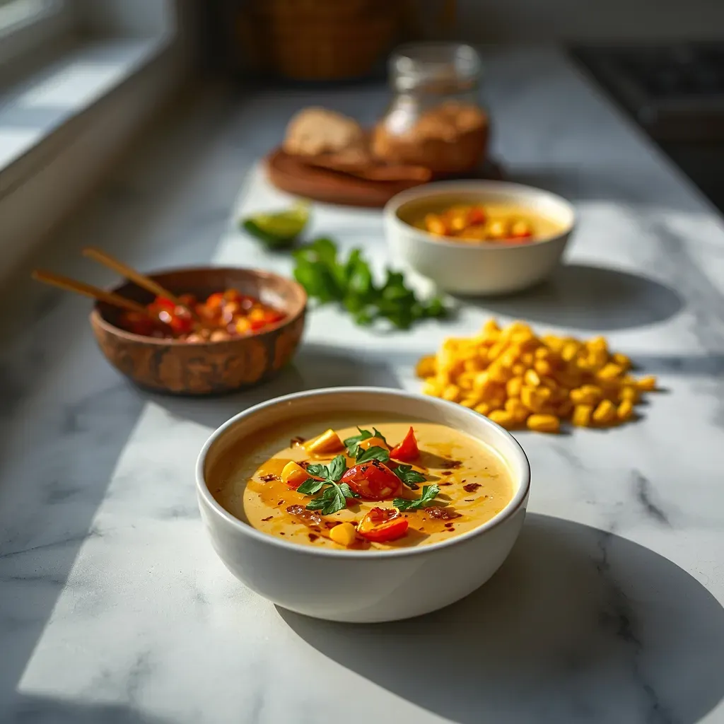 Creamy Tortilla Soup with Charred Corn