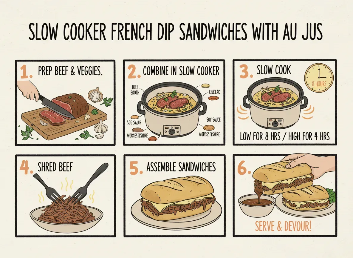 Slow Cooker French Dip Sandwiches with Au Jus