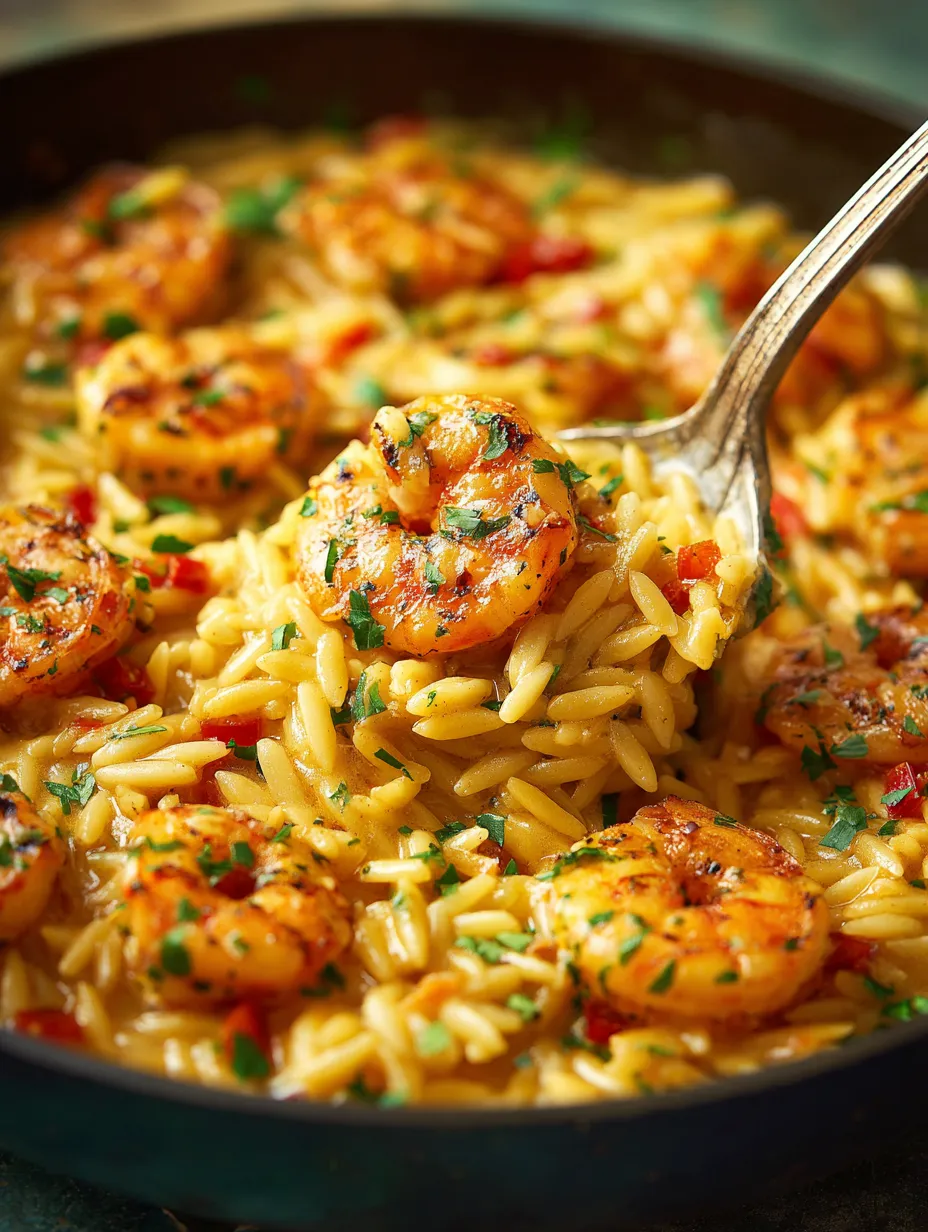Garlic Butter Shrimp Orzo Skillet