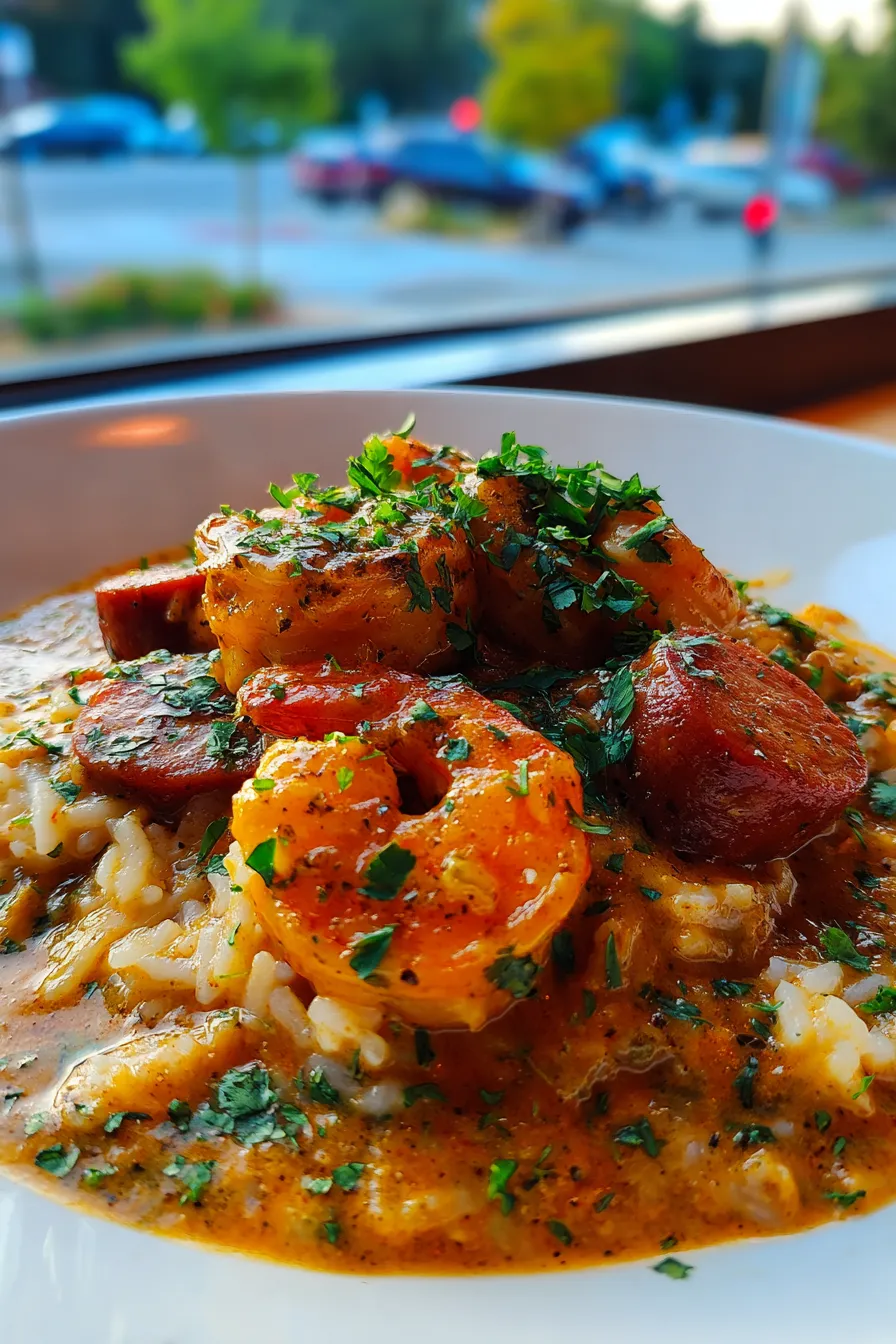 Jambalaya Stew Shrimp with Sausage and Rice