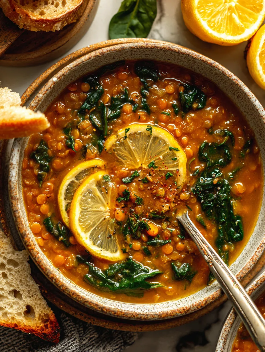 Lentil Soup with Lemon and Spinach