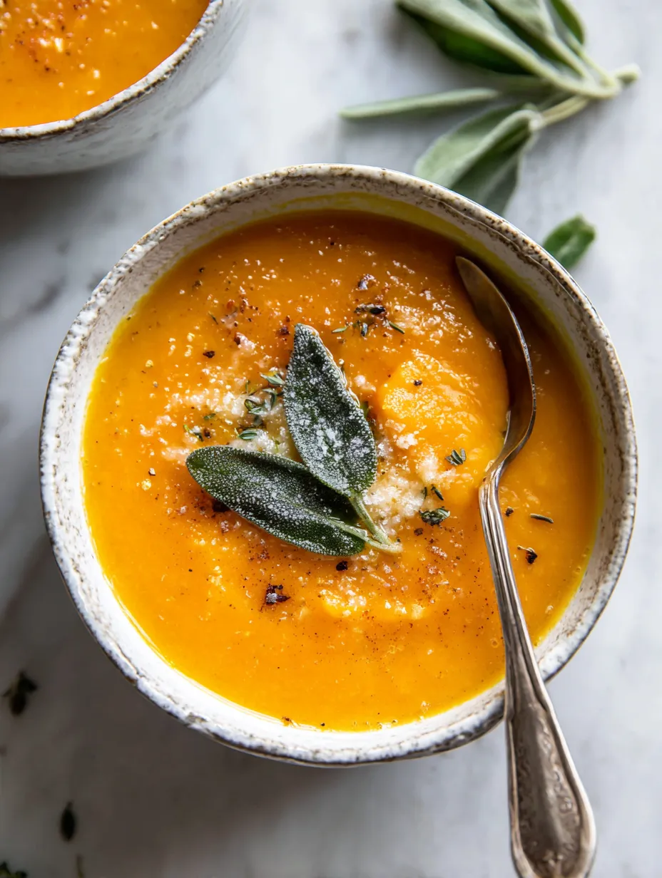 Pumpkin Soup with Brown Butter Sage