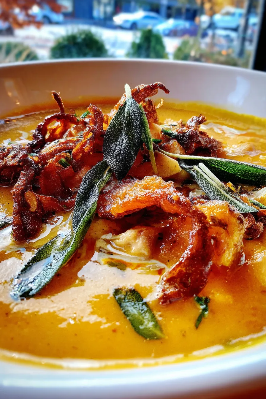 Pumpkin Soup with Brown Butter Sage