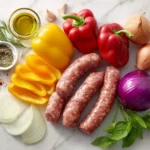 Sheet Pan Sausage Peppers and Onions