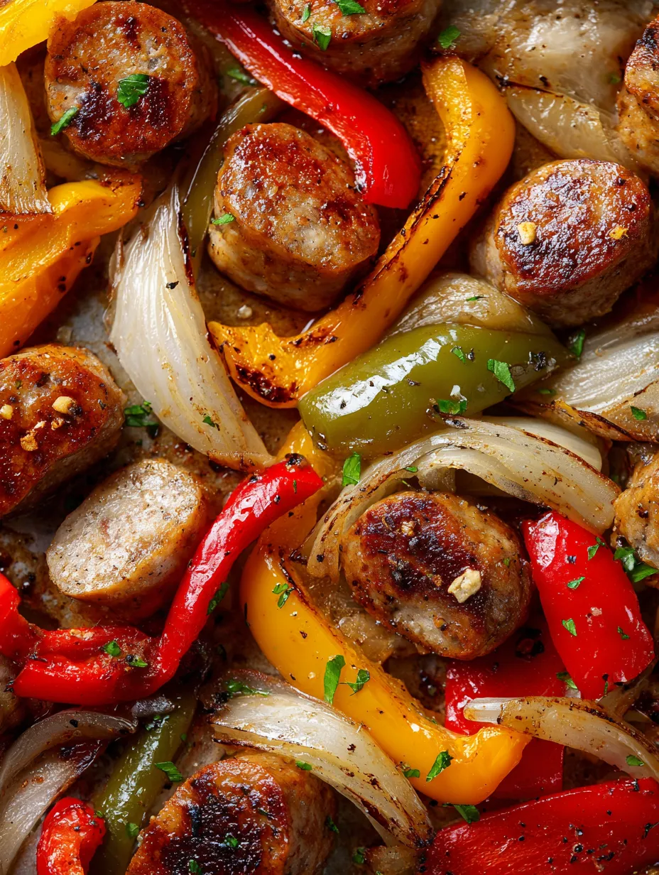 Sheet Pan Sausage Peppers and Onions