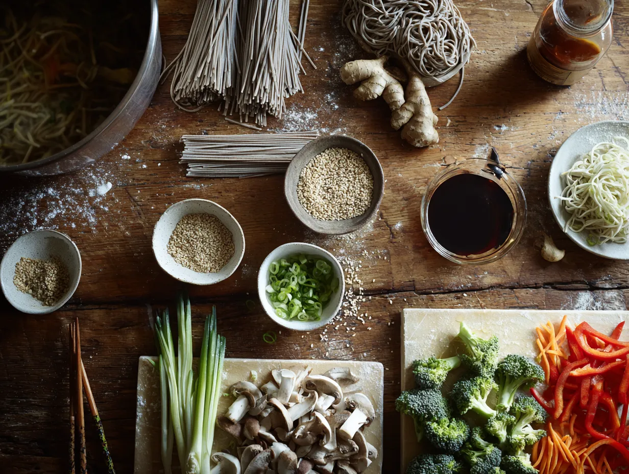 Spicy Soba Noodle Veggie Soup