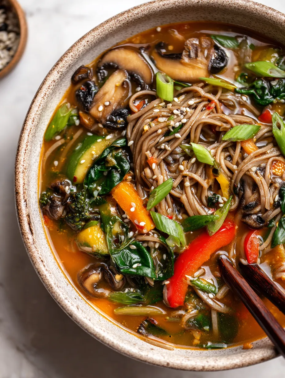 Spicy Soba Noodle Veggie Soup