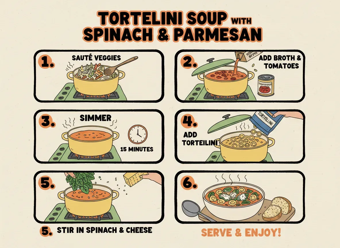 Tortellini Soup with Spinach and Parmesan