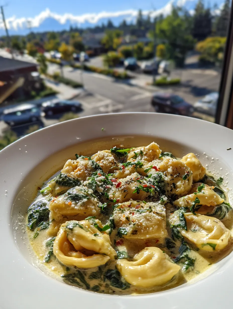 Tortellini Soup with Spinach and Parmesan