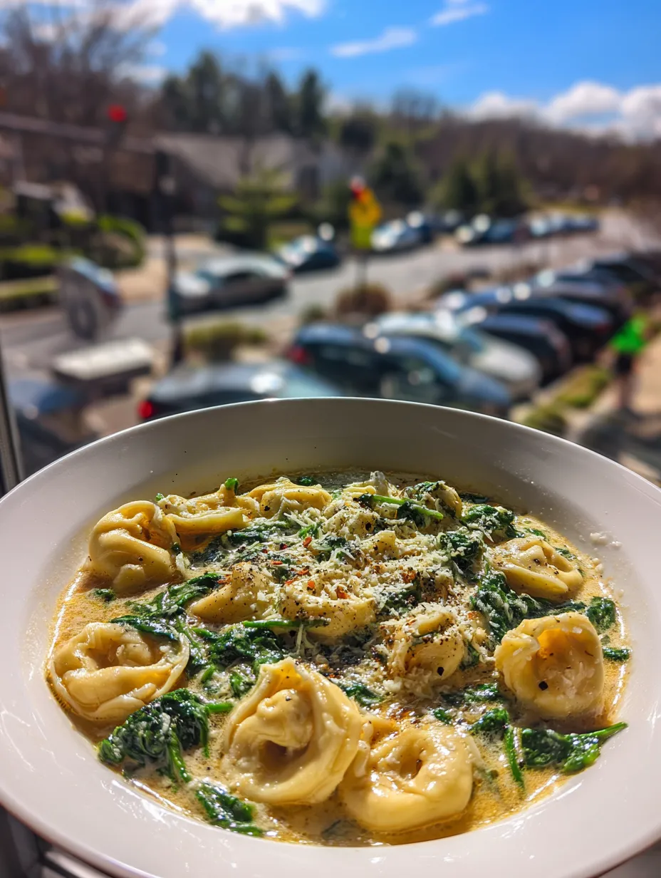 Tortellini Soup with Spinach and Parmesan
