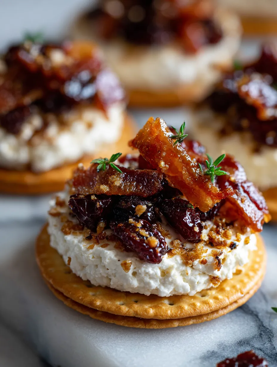 Whipped Goat Cheese with Warm Candied Bacon and Dates