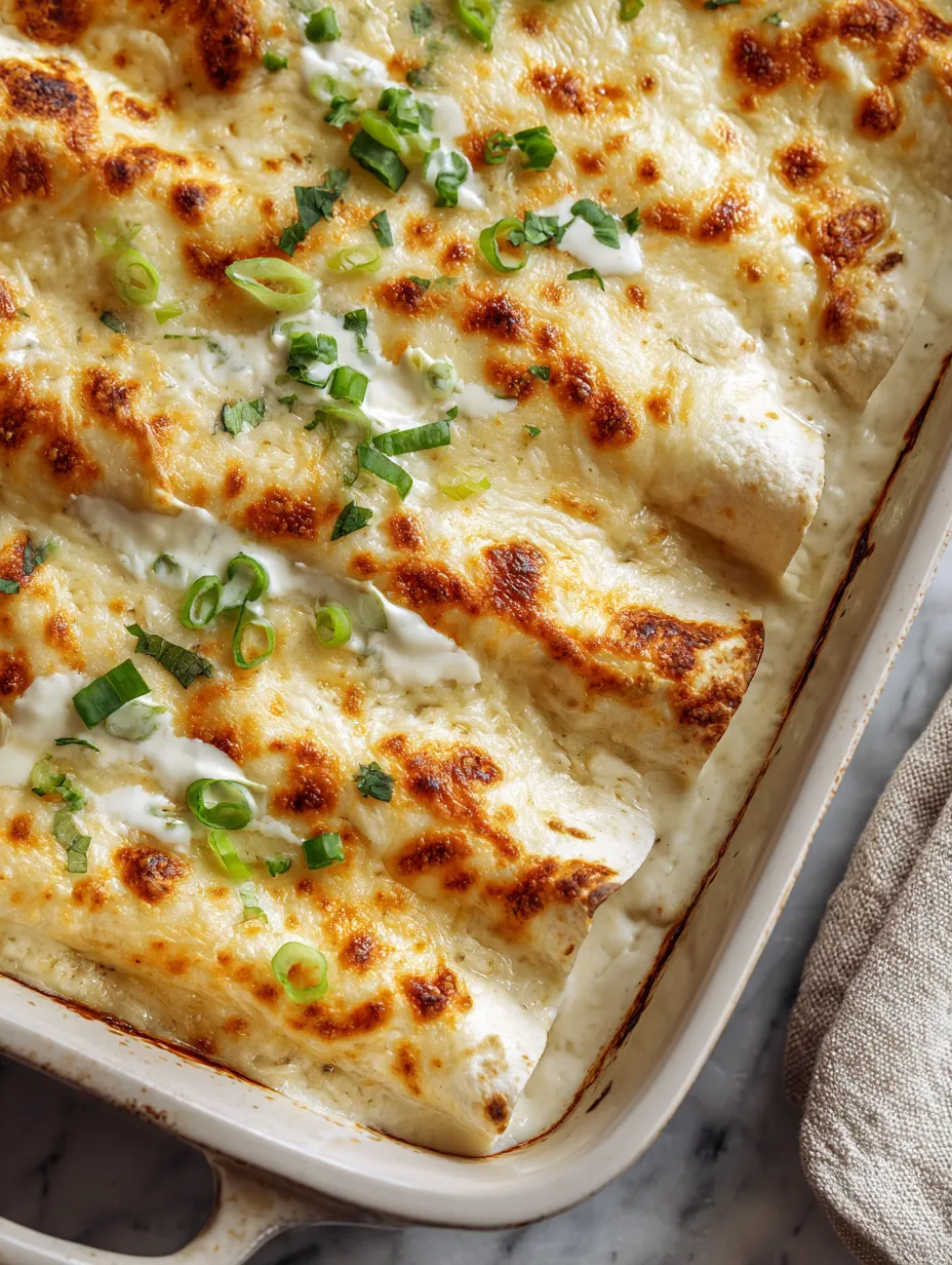 White Chicken Enchiladas with Creamy White Sauce