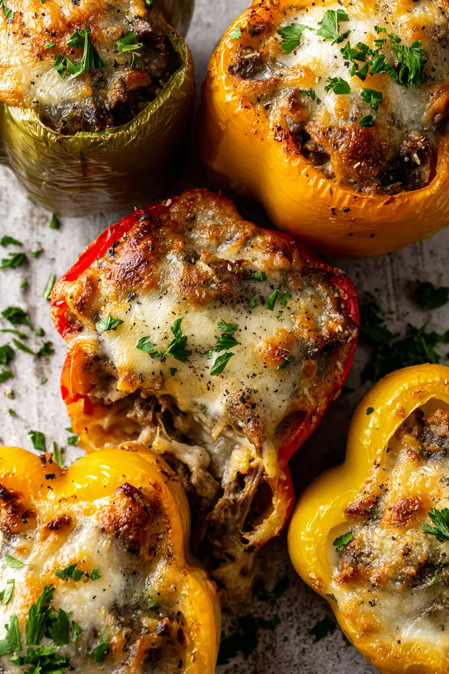 Air Fryer Philly Cheesesteak Stuffed Peppers