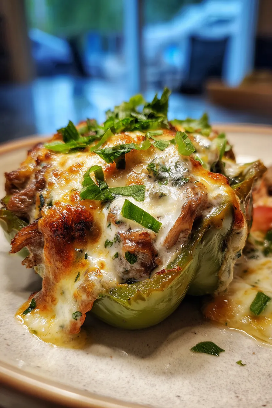Air Fryer Philly Cheesesteak Stuffed Peppers