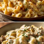 Cheesy Garlic Sausage Pasta Skillet