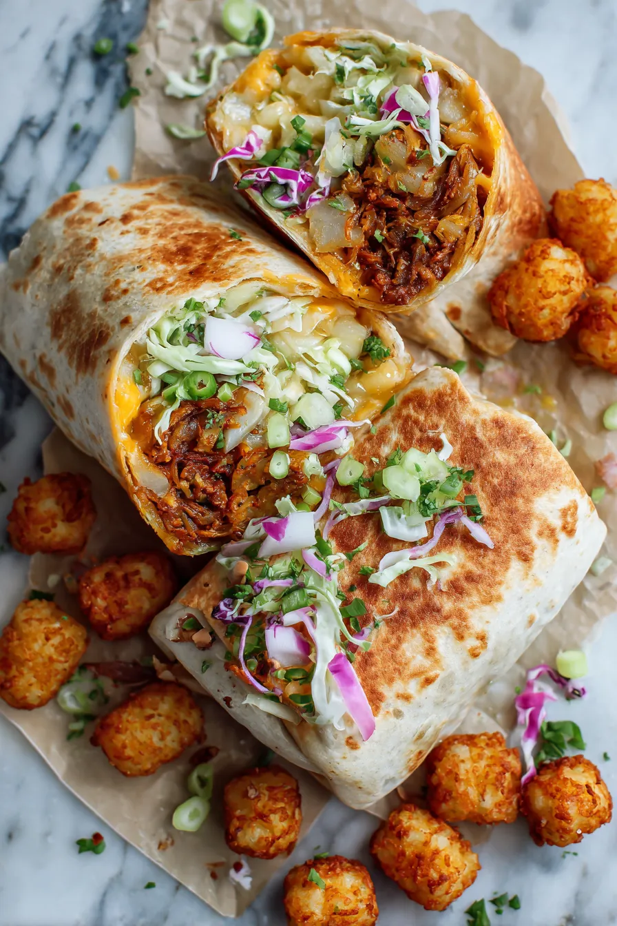 Cheesy Potato Burritos with Crispy Tater Tots
