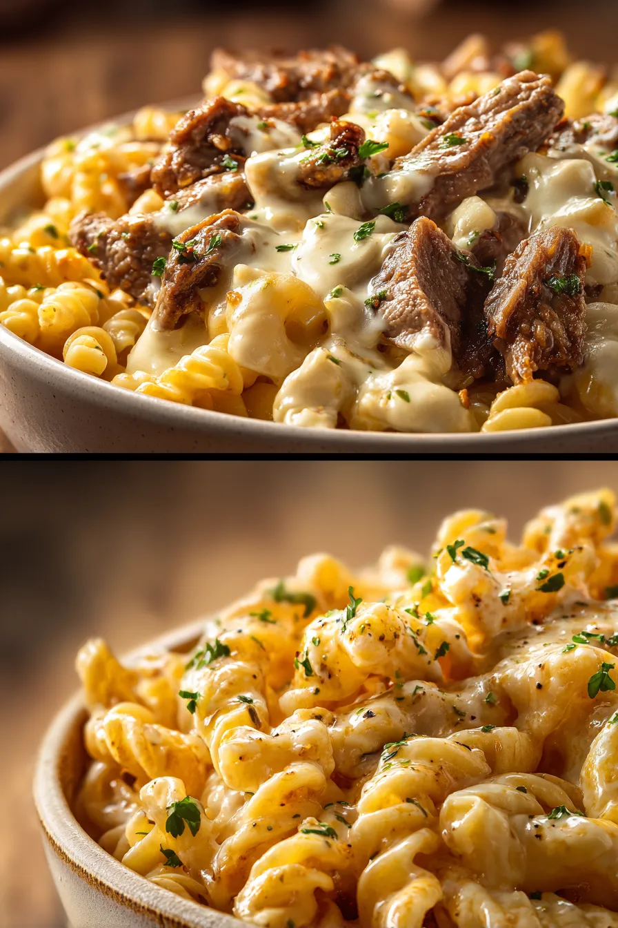 Cheesy Steak and Pasta Dinner