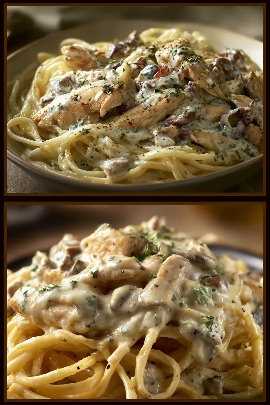 Creamy Garlic Mushroom Chicken Pasta