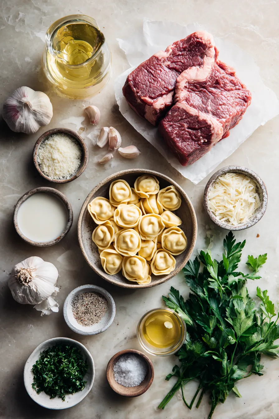 Creamy Garlic Steak Tortellini
