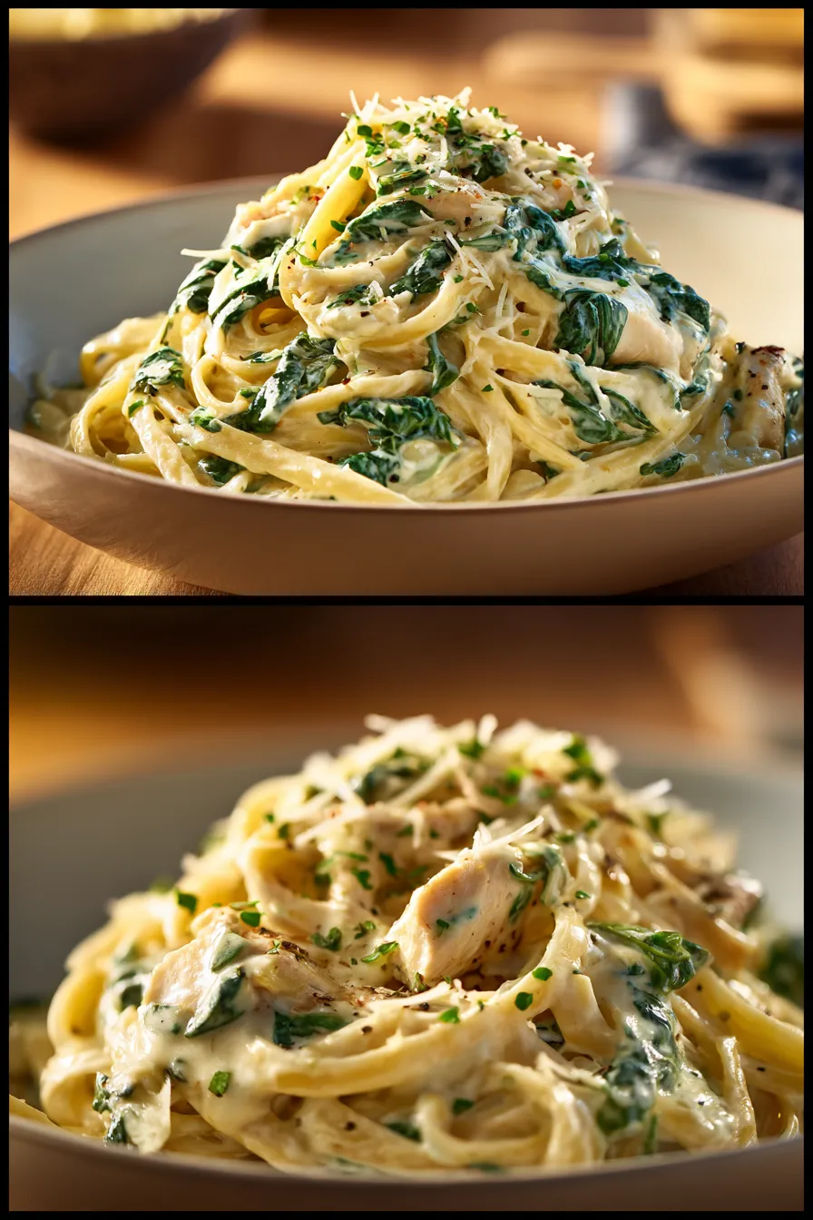 Creamy Spinach Garlic Chicken Pasta