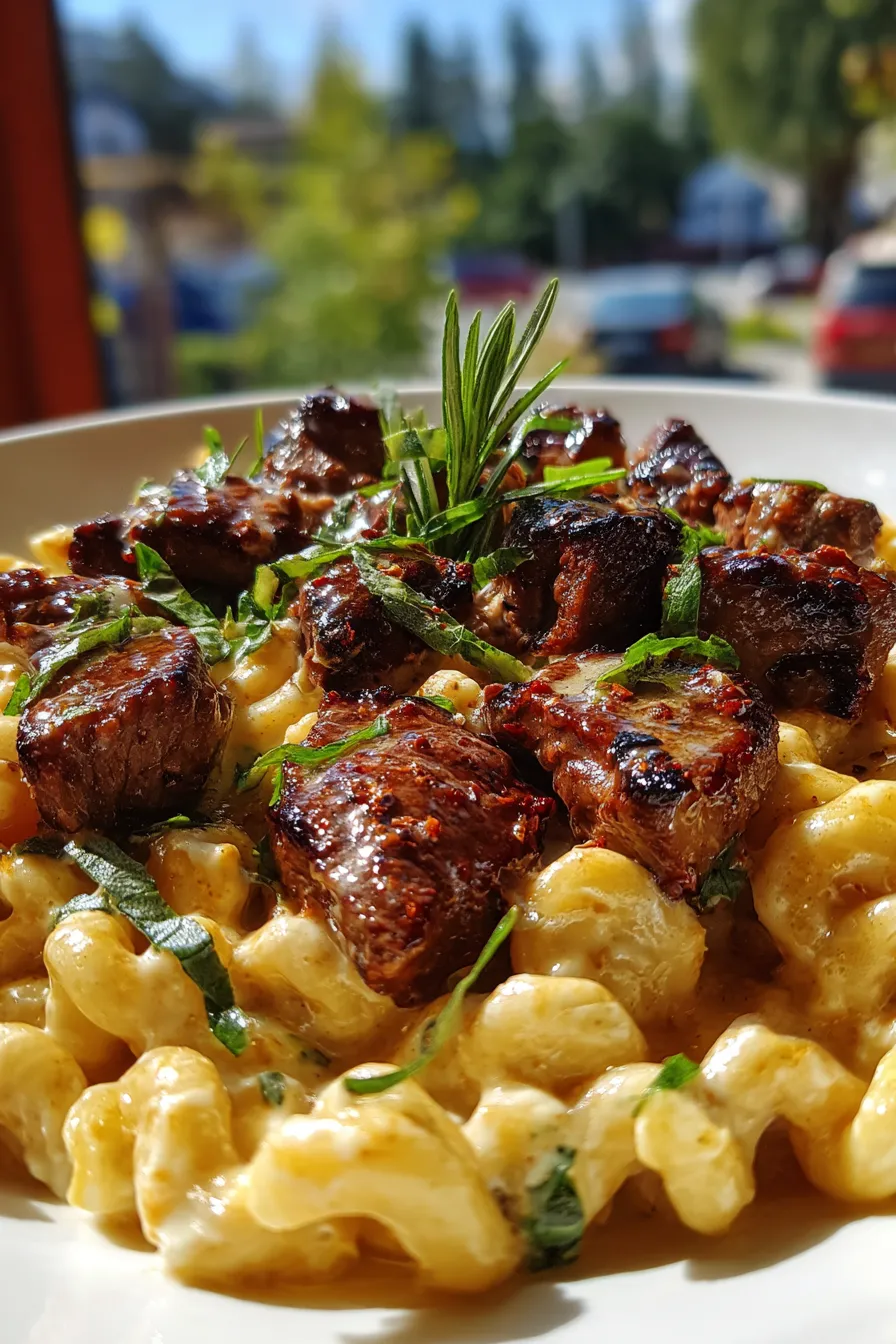 Garlic Butter Steak Bites with Creamy Pasta