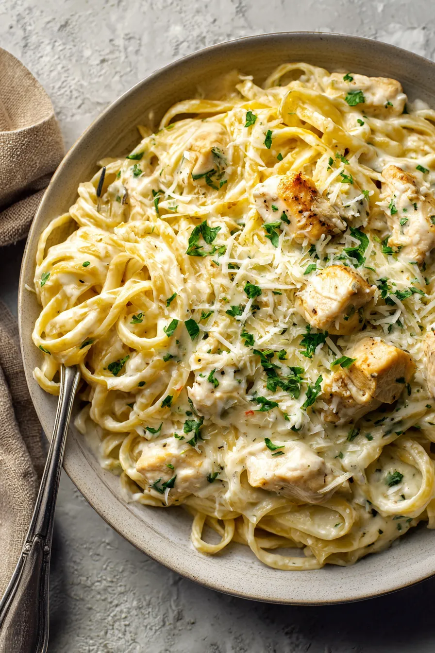 One Pan Creamy Garlic Alfredo Chicken
