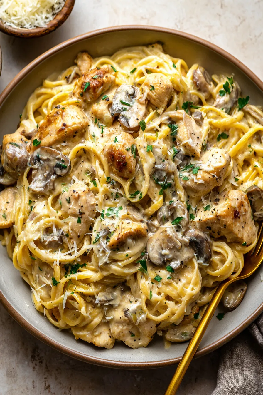 One Pot Creamy Garlic Chicken Pasta