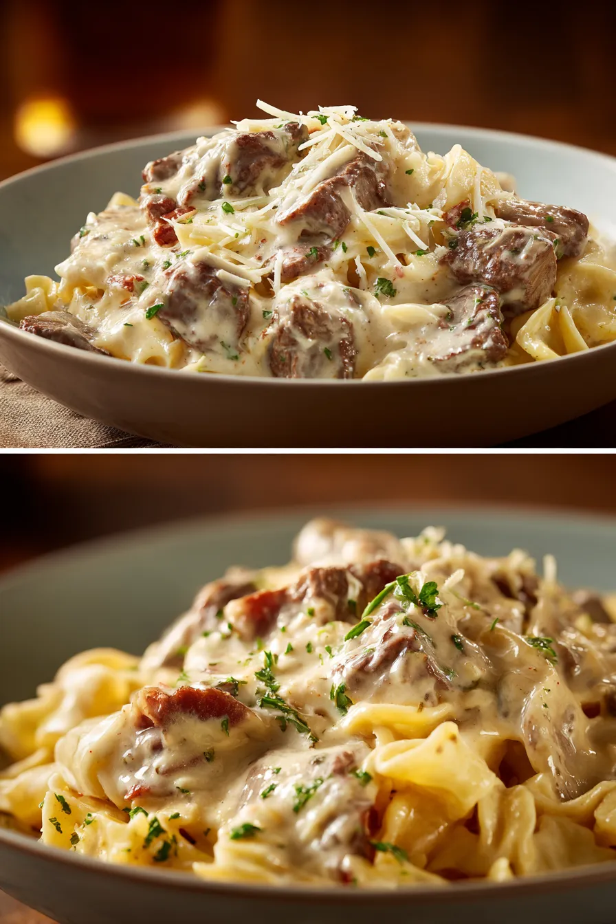 Steak Tips in Creamy Garlic Sauce