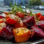 roasted beets and sweet potatoes